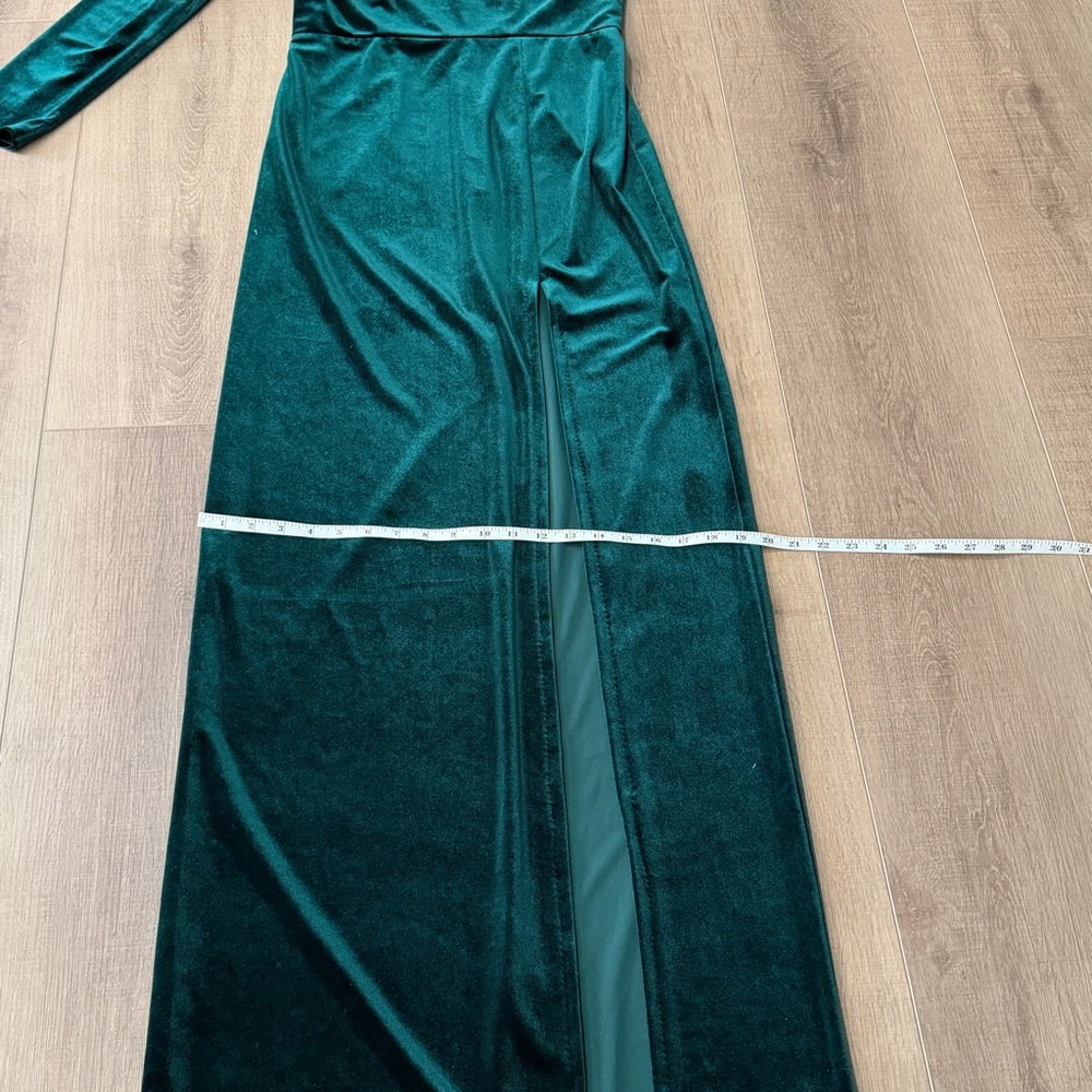 JENNY YOO Rachel Velvet Emerald Green SquareNeck Dress Gown 35" Bust Prom Bridal - Picture 12 of 16